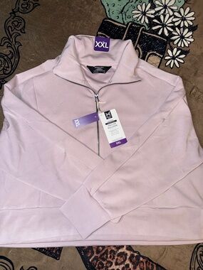 Members Mark Women’s Light Pink Half-Zip Pullover Sweater - XXL NWT BUTTERY SOFT